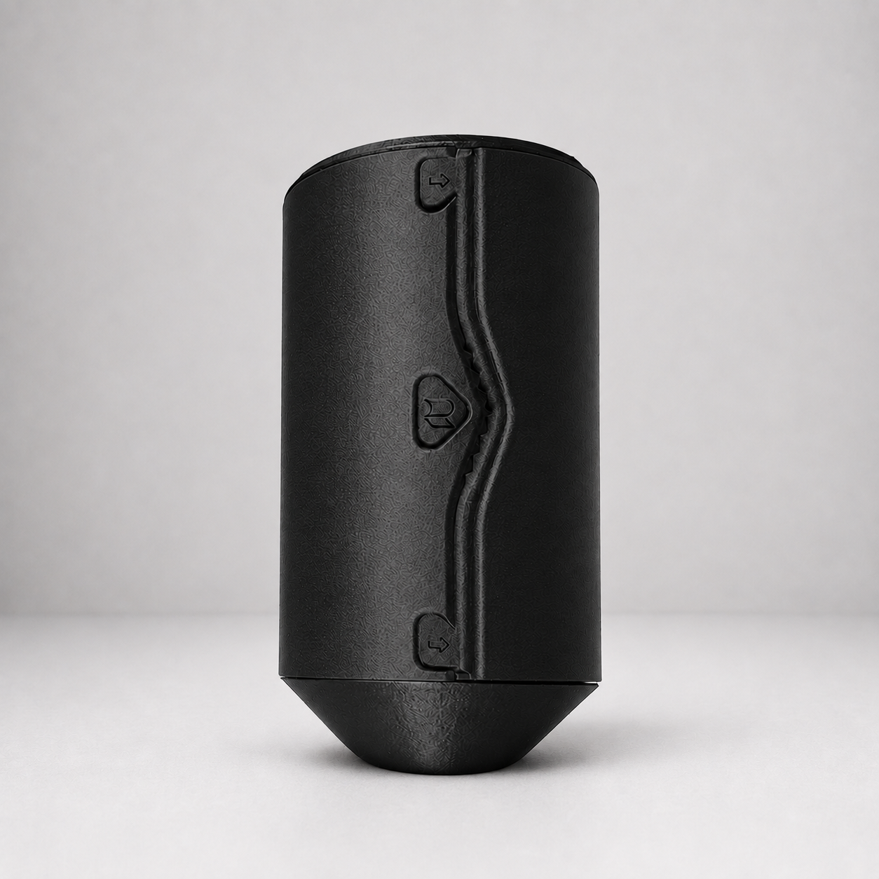 Rollbox Serve Blackout Paper Towel dispenser showing the integrated cutting edge and front logo