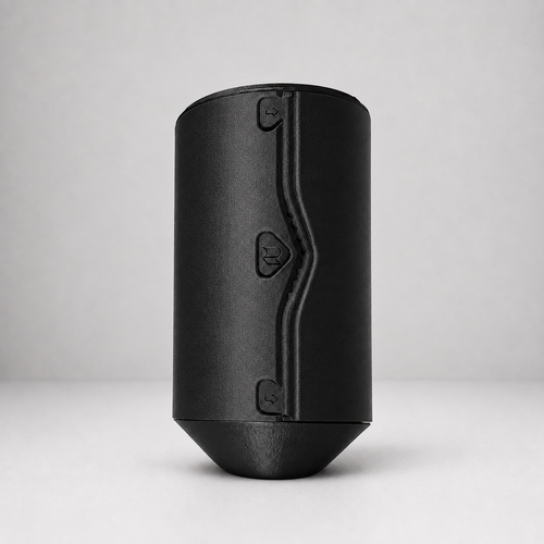 Rollbox Serve Blackout Paper Towel dispenser showing the integrated cutting edge and front logo