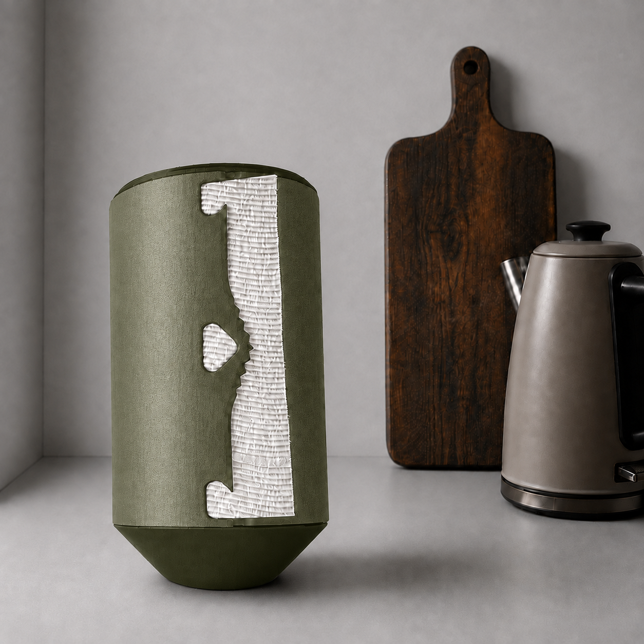 Rollbox Serve Canopy Paper Towel dispenser with paper visible through the front cutting edge