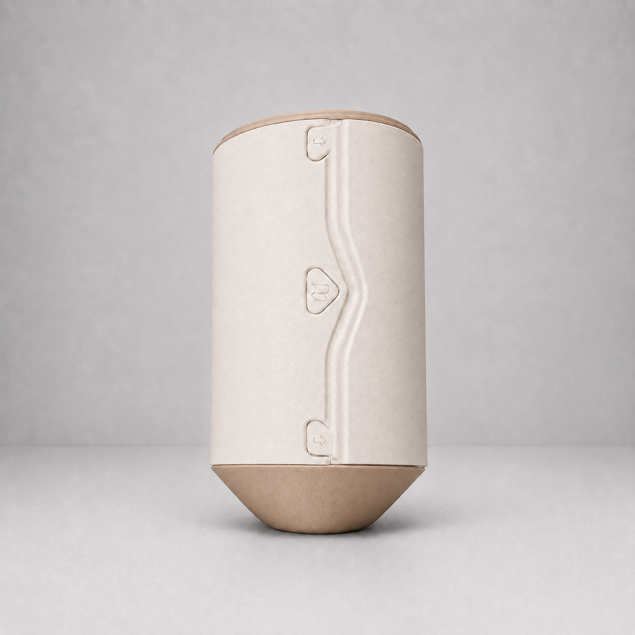 Rollbox Serve Dune Paper Towel dispenser showing the integrated cutting edge and front logo