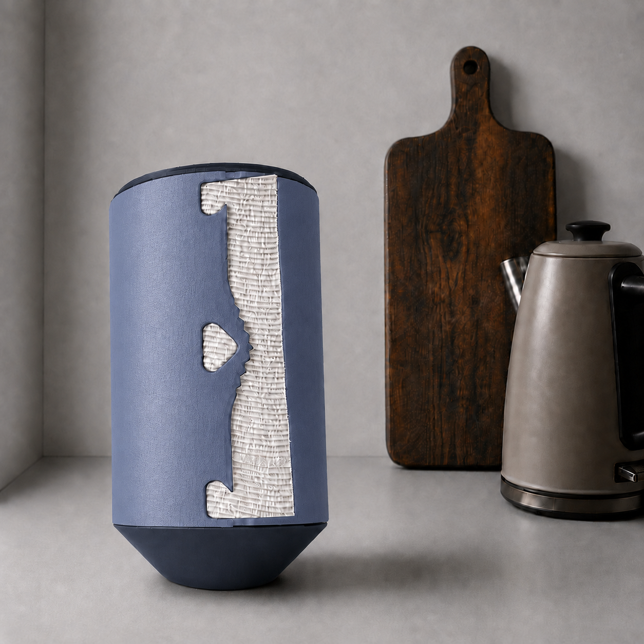 Rollbox Serve Midnight Paper Towel dispenser with paper visible through the front cutting edge
