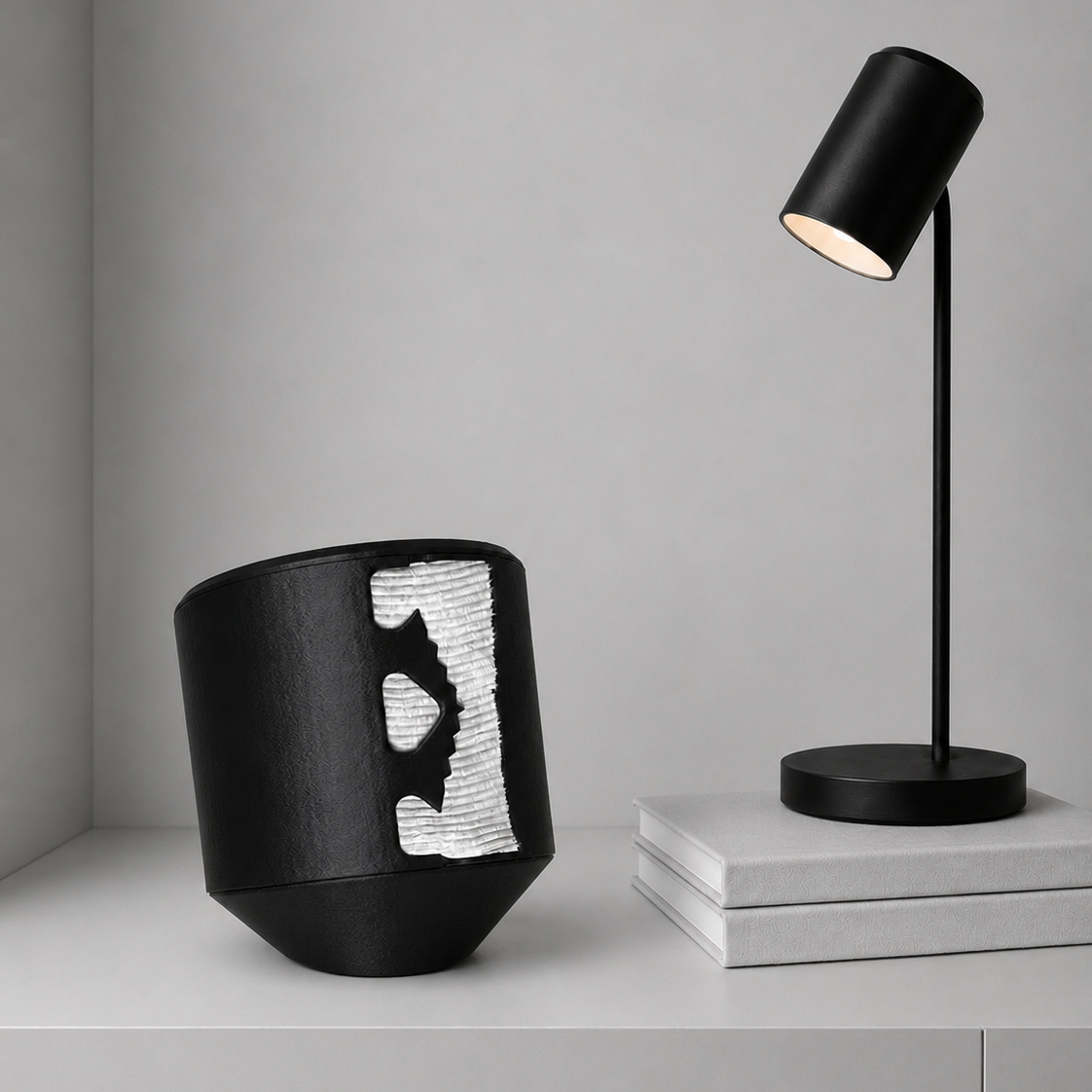 Rollbox Studio Blackout tissue dispenser with paper visible through the front cutting edge