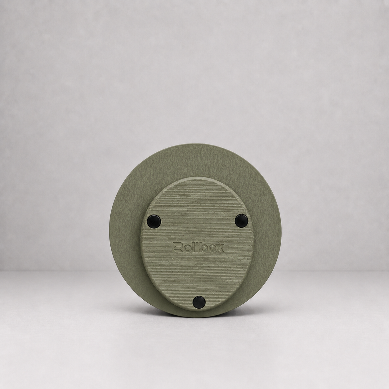 Bottom view of Rollbox Studio Canopy showing the weighted base, grip feet and Rollbox logo