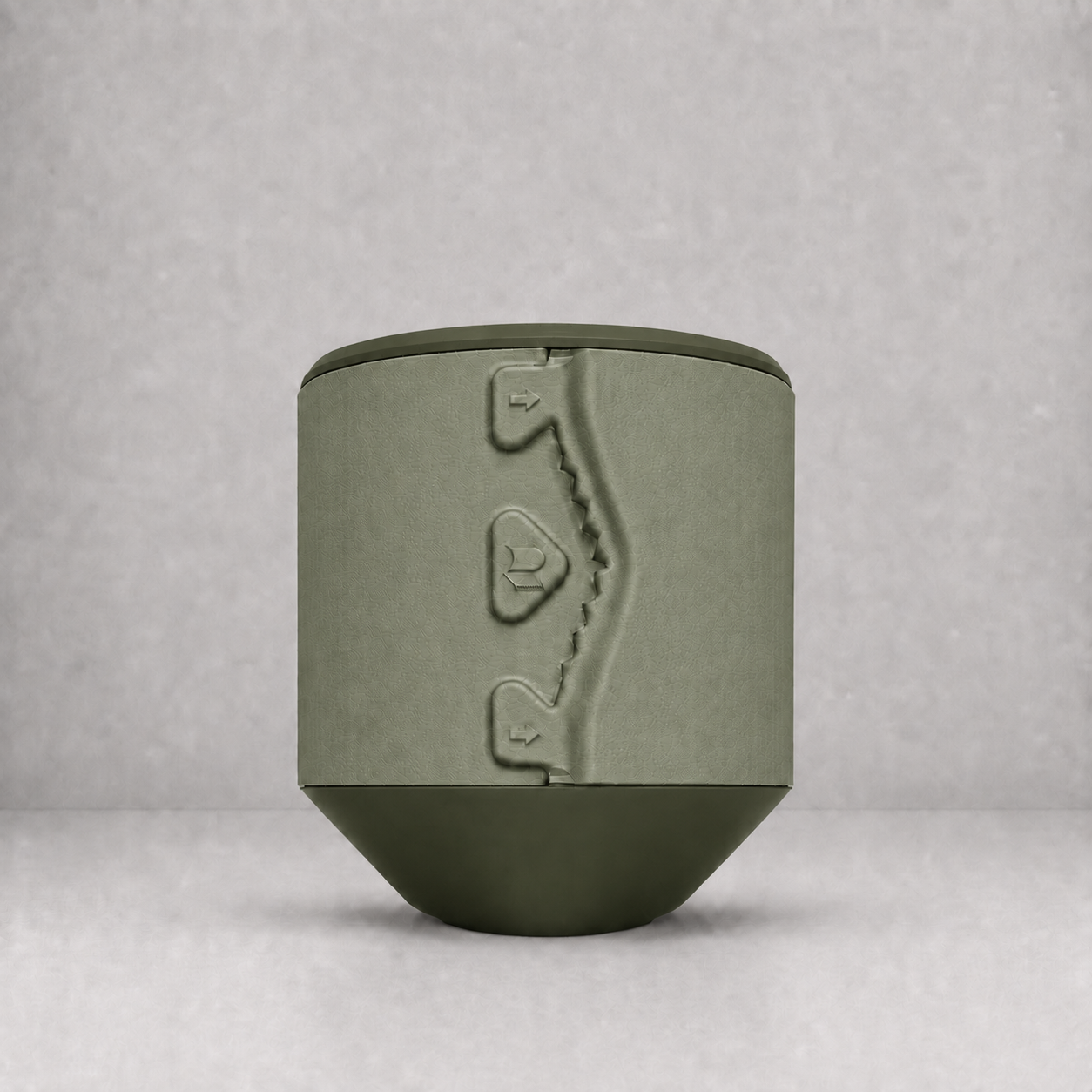 Rollbox Studio Canopy tissue dispenser showing the integrated cutting edge and front logo