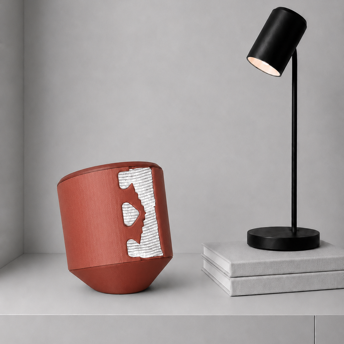 Rollbox Studio Clay tissue dispenser with paper visible through the front cutting edge